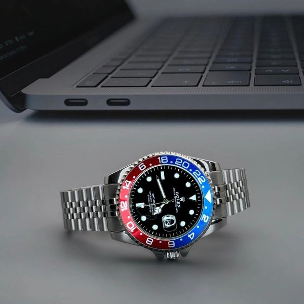 Rolex GMT Master Silver Quartz Watch for Men