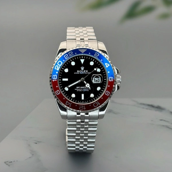 Rolex GMT Master Silver Quartz Watch for Men