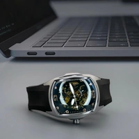 Corum Men’s Automatic Watch with Open Back - Black Dial, Rubber Band