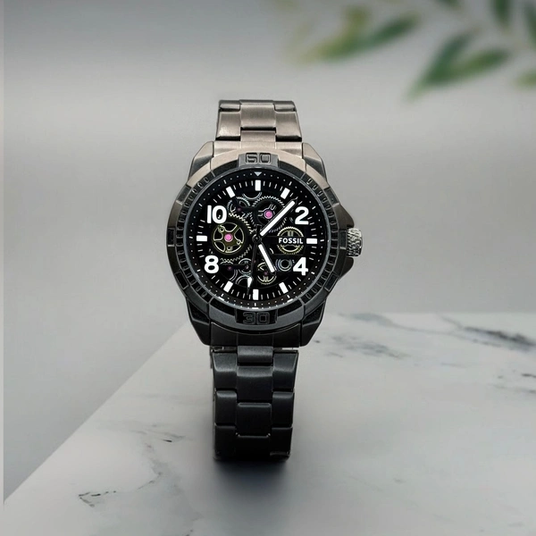 Fossil Black Round Dial Men's Watch