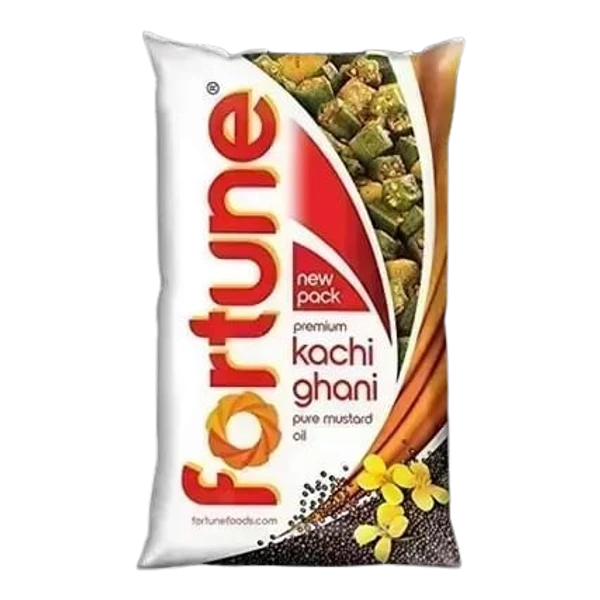 Fortune Kachi Ghani Pure Mustard Oil (Pouch) - 1 Ltr