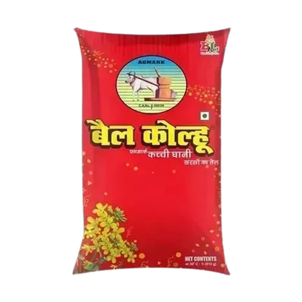 Bail Kolhu Kachi Ghani Oil - 1 ltr (Pouch) - 1ltr