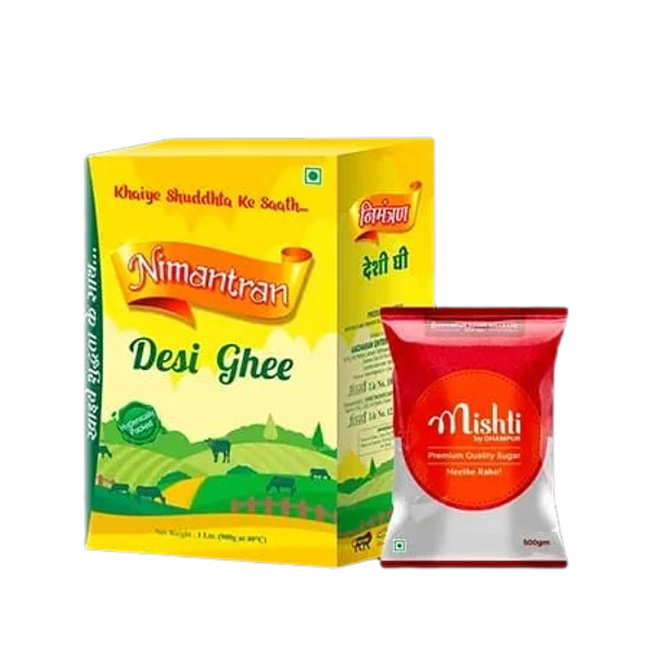 Nimantran Ghee - 1 Ltr & FREE Mishti Sugar - 500 Gm - Combo of 2