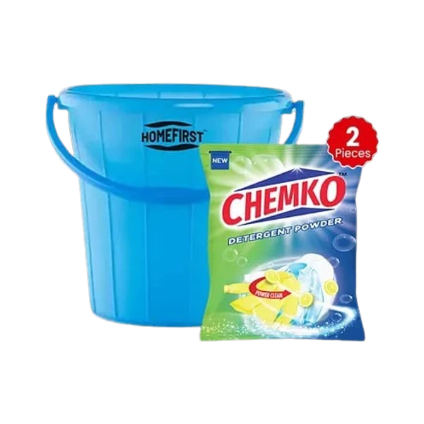 Chemko Detergent Powder-1 Kg x 2 + Home First Frosty Bucket - 9 Ltr - Combo of 2