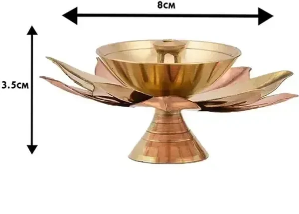 Karauli Collection Set of 4 Brass Lotus Diya - Deepak for Pooja & Diwali Decoration (Gold, 3x3x1.5 Inch)