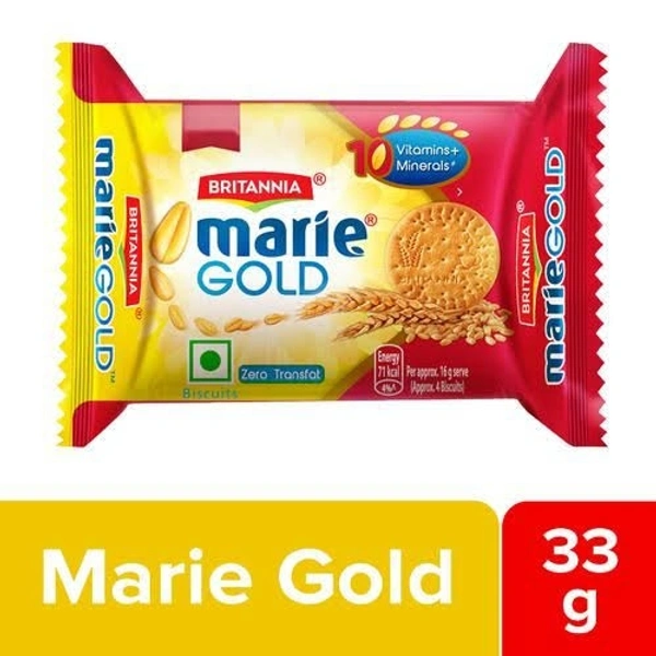 Britannia Marie Gold Biscuit - Crunchy, Light, Zero Trans Fat, Ready To Eat, 33 g 