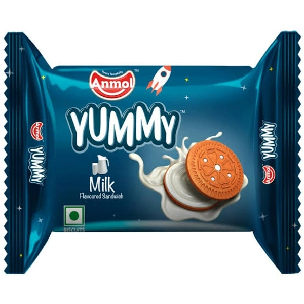 Anmol Yummy Sandwich Biscuits - Milk, 28 g (7g Extra)