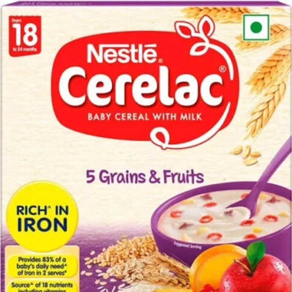 Nestle Cerelac 5 Grains & Fruits Cereal (300 g, 18+Months)