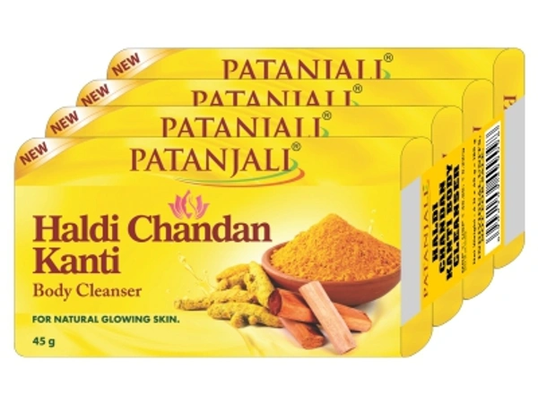 PATANJALI HALDI CHANDAN KANTI BODY CLEANSER - PACK OF 4 180 G