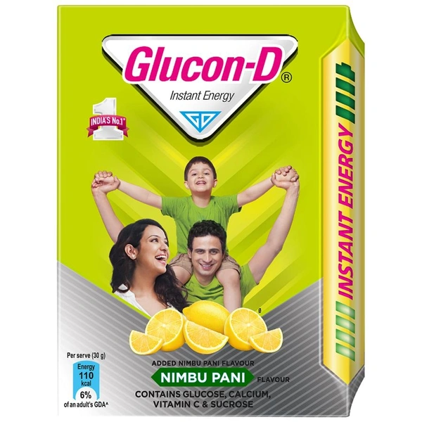 Glucon-D Instant Energy Health Drink - Nimbu Pani, Refill, 200 g Carton