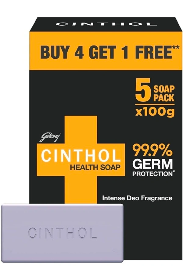 Cinthol Confidence+ Germ Protection Bath Soap, 100g (Pack of 5)