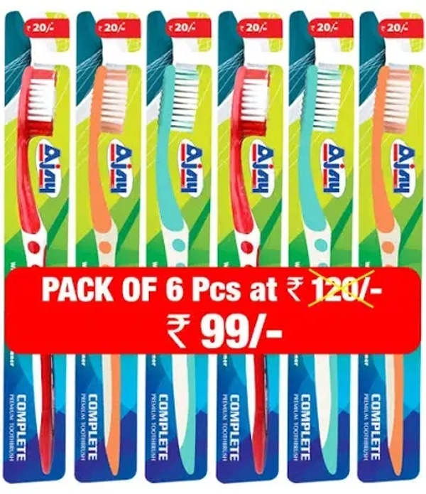 Sponsored·Amazon.inAjay Complete Manual Toothbrush for adults(Pack of 6 Pcs)Multicolor