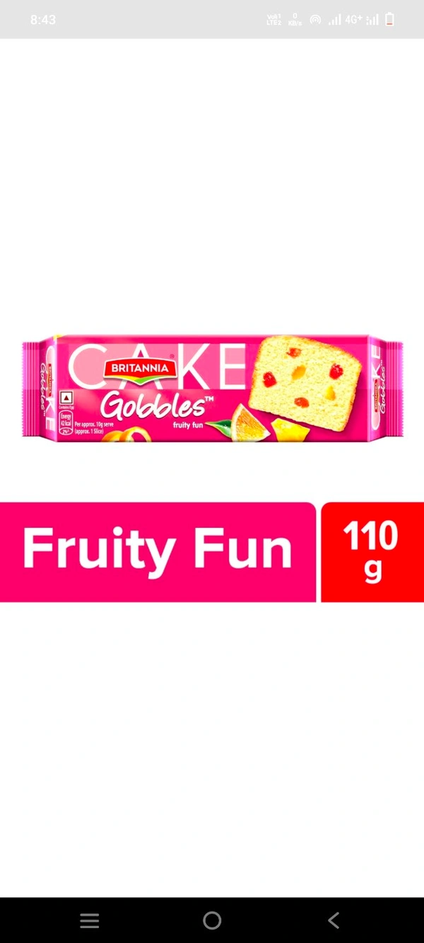 BRITANNIA Gobbles Bar Fruity Fun Cake (110 g)A