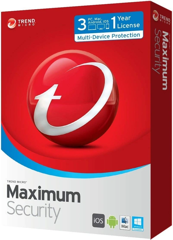 Trend Micro Maximum Security Latest Version (Windows/Mac/Android/iOS) - 3 User, 1 Year (Email or Whatsapp Delivery in 24 Hours - No CD) Global Key