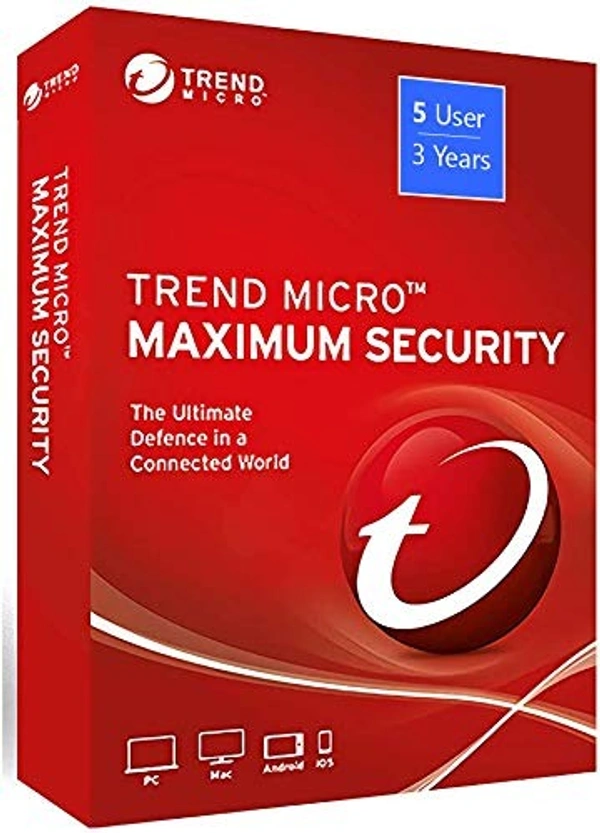 Trend Micro Maximum Security: Global Ver. (Windows/Mac/Android/iOS) - 5 User, 3 Year (e-mail or whatsapp delivery in 24 Hours - No CD) Global Key