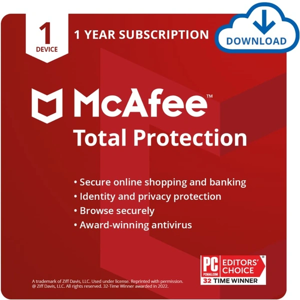 McAfee Total Protection 2022 | 1 Device, 1 Year Email or Whatsapp Delivery 24 Hours