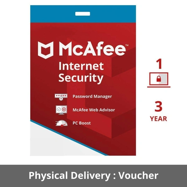 McAfee Internet Security (Windows / Mac / Android / IOS) - 1 User, 3 Year (Email Or Whatsapp Delivery In 24 Hours- No CD)