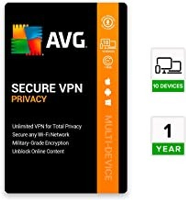 AVG Secure VPN (10 Devices | 1 Year) (Email or Whatsapp Delivery in 24 hours- No CD)