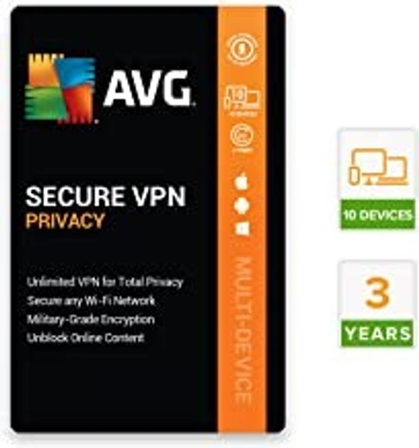 AVG Secure VPN (10 Devices | 3 Year) (Email or Whatsapp Delivery in 24 hours- No CD)
