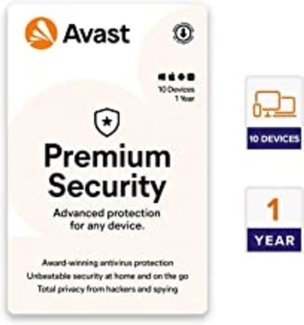 Avast Premium Security (Total Security Antivirus) (10 PC | 1 Year) (Email or Whatsapp Delivery in 24 hours- No CD)