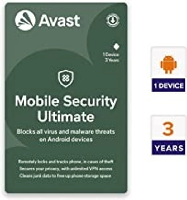 Avast Mobile Security - Ultimate (Incl. Antivirus, Unlimited VPN & Junk Cleaner) (1 Android Device | 3 Years) (Email or Whatsapp Delivery in 24 hours- No CD)