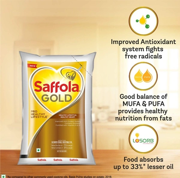Saffola Gold Refined Cooking Oil - 1l