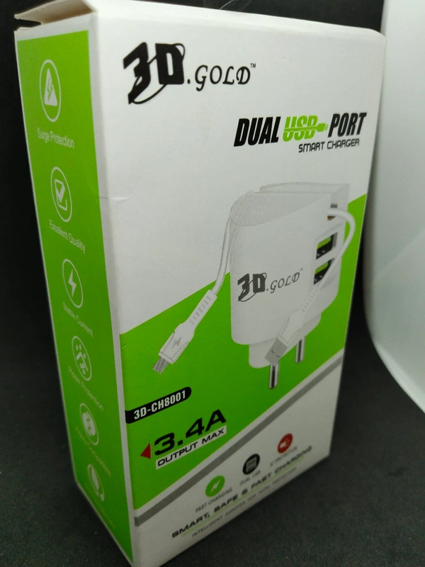 DUAL USB PORT CHARGER 3.4A 3D-CH800
