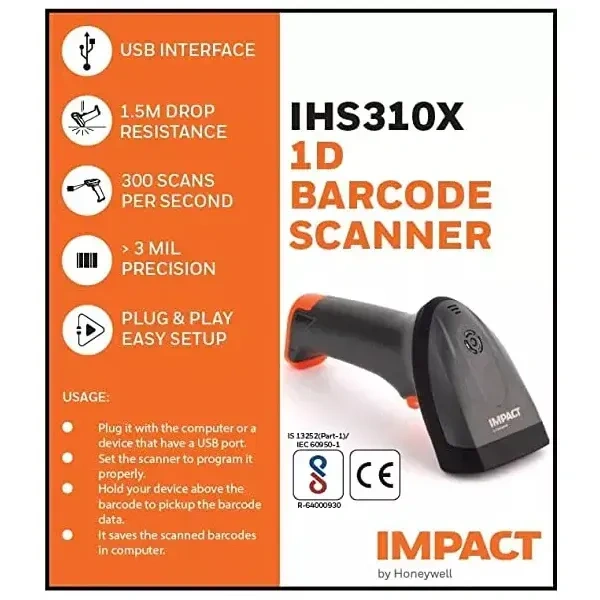 BARCODE SCANNER HONEYWELL IMPACT IHS310X 1D