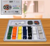 7 in 1 Ultra Smartwatch Combo with Transparent Screen Guard Watch with Seven Classic Straps For Smar twatch for MEN & WOMEN Gift Product (1 Set / Mix Color) - 49 mm, Multicolor