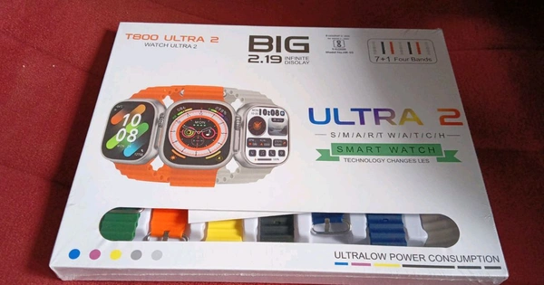 7 in 1 Ultra Smartwatch Combo with Transparent Screen Guard Watch with Seven Classic Straps For Smar twatch for MEN & WOMEN Gift Product (1 Set / Mix Color) - 49 mm, Multicolor