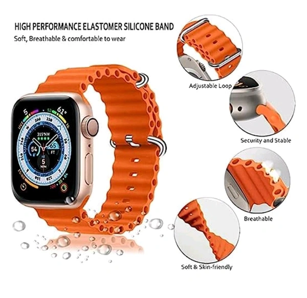 Ultra Seris T800 Smart Watch Men & Female Smartwatch Bluetooth Call Wireless Charge Fitness Bracelet Watch Large 49 MM Screen Smart Watch DW88 (smart watch) - Orange, 49mm