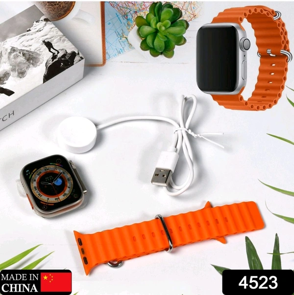 Ultra Seris T800 Smart Watch Men & Female Smartwatch Bluetooth Call Wireless Charge Fitness Bracelet Watch Large 49 MM Screen Smart Watch DW88 (smart watch) - Orange, 49mm