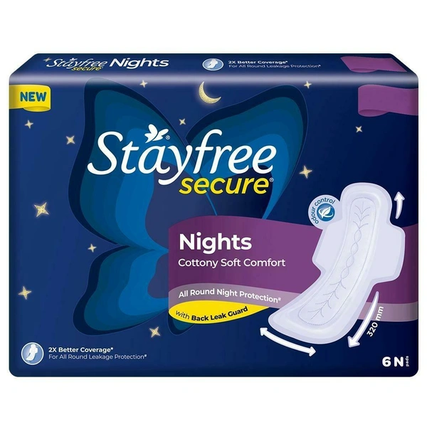 Stayfree Secure Nights Cottony Soft Comfort Sanitary Napkin 6 pads