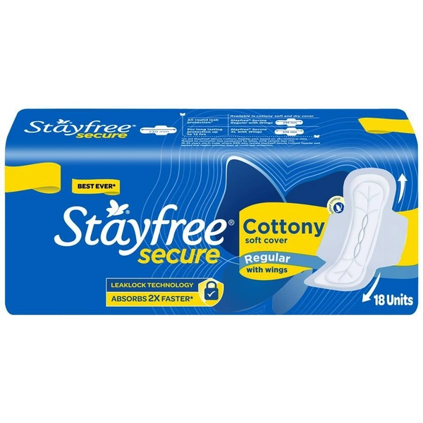 STAYFREE Stayfree Secure Cottony Regular, 18 pcs
