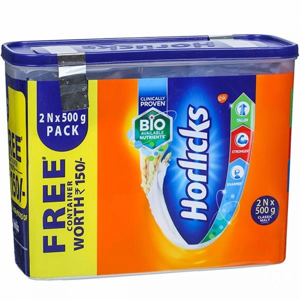Horlicks Health and Nutritional Drink - Classic Malt with Container Free, 1000g Box