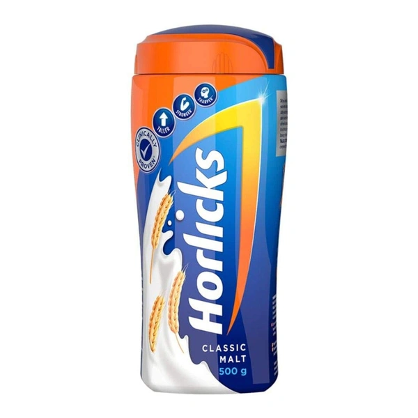 Horlicks Health & Nutrition Drink 500 g Jar, For immunity and 5 signs of growth (Classic Malt)