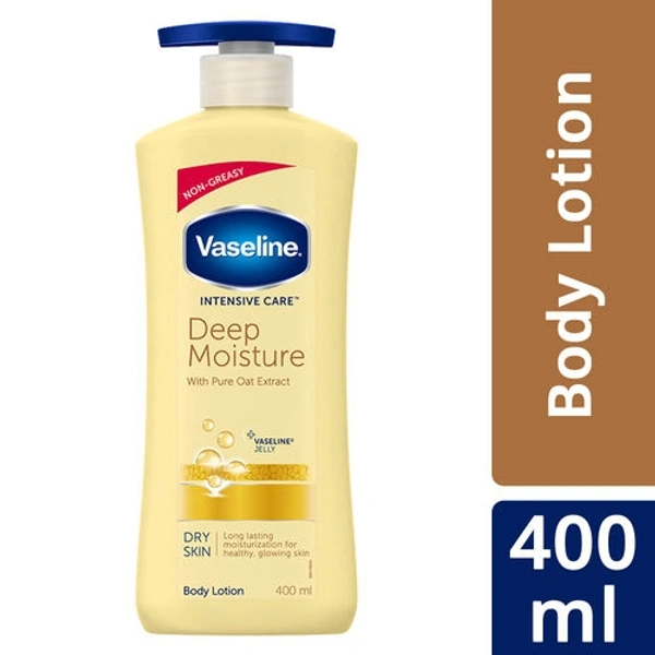Vaseline Intensive Care Deep Moisture Nourishing Body Lotion 400 ml, Daily Moisturizer for Dry Skin, Gives Non-Greasy, Glowing Skin - For Men & Women#1 Best Seller in Beauty