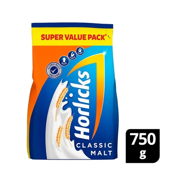 Horlicks Classic Malt Flavour Nutrition Drink Powder, 750 gm Refill Pack