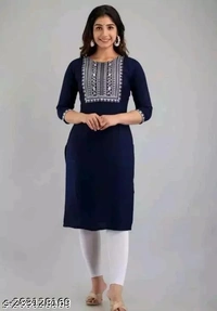 Women's Kurti's.    Women KurtisFabric : RayonSleeve Length : Three-Quarter SleevesPattern : EmbroideredCombo of : SingleSizes : S (Bust Size : 17 in, Size Length: 41 in)M (Bust Size : 18 in, Size Length: 41 in)L (Bust Size : 19 in, Size Length: 41 in)XL (Bust Size : 20 in, Size Length: 41 in)XXL (Bust Size : 21 in, Size Length: 41 in)XXXL (Bust Size : 22 in, Size Length: 41 in)Wom - Deep Koamaru, S