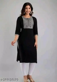 Women's Kurti's.    Women KurtisFabric : RayonSleeve Length : Three-Quarter SleevesPattern : EmbroideredCombo of : SingleSizes : S (Bust Size : 17 in, Size Length: 41 in)M (Bust Size : 18 in, Size Length: 41 in)L (Bust Size : 19 in, Size Length: 41 in)XL (Bust Size : 20 in, Size Length: 41 in)XXL (Bust Size : 21 in, Size Length: 41 in)XXXL (Bust Size : 22 in, Size Length: 41 in)Wom - Deep Koamaru, S
