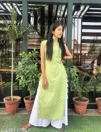 Trendy Fashionable Kurta with Bottom - Pale Canary, XXL