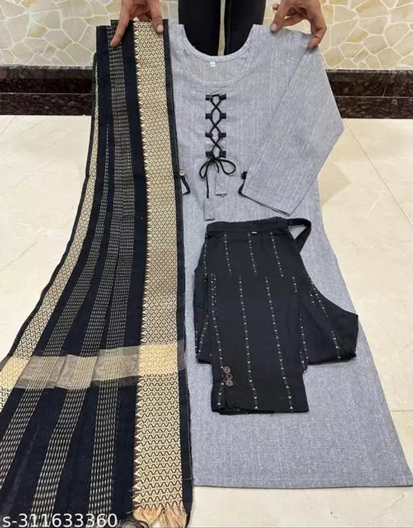 Kurti Pant Set - Silver, M