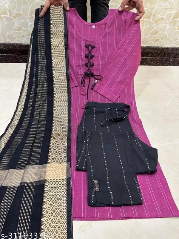 Kurti Pant Set - Red Violet, M