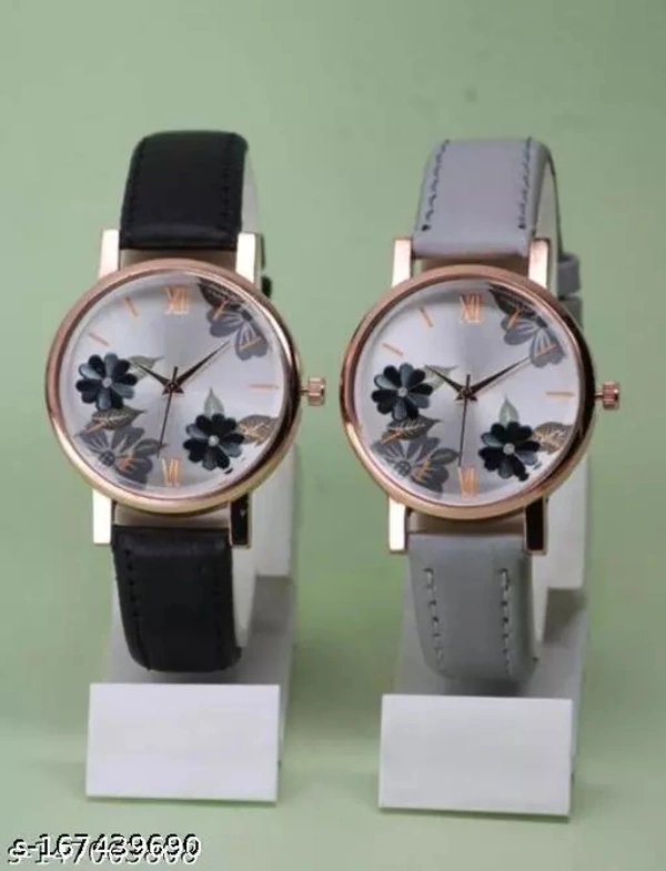 Name : GORGEOUS FLOWER DESING LATHER ANALOG WATCH FOR GIRLS AND WOMEN COMBO (PACK OF 2) - Glade Green, Free Size