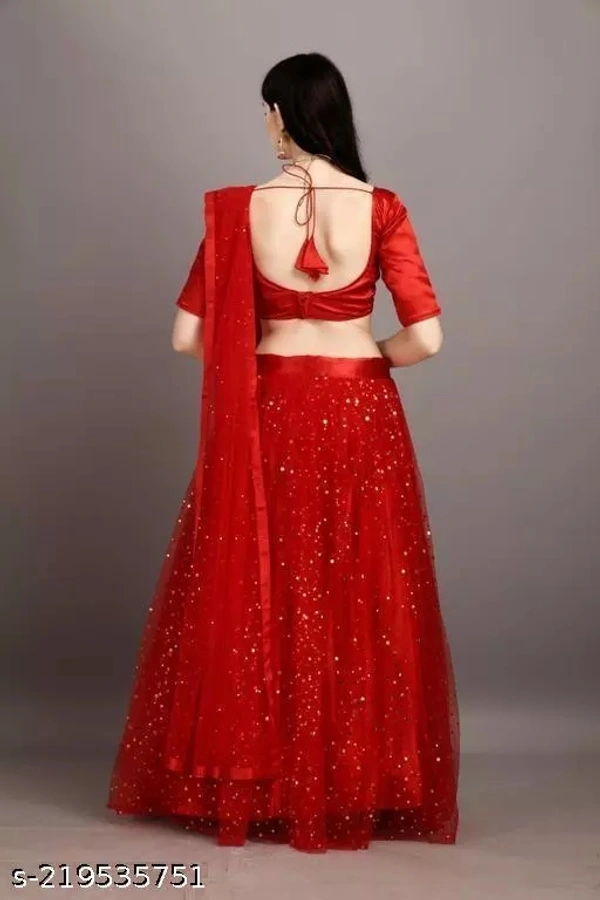 Net Women Lehenga - Red, Free Size