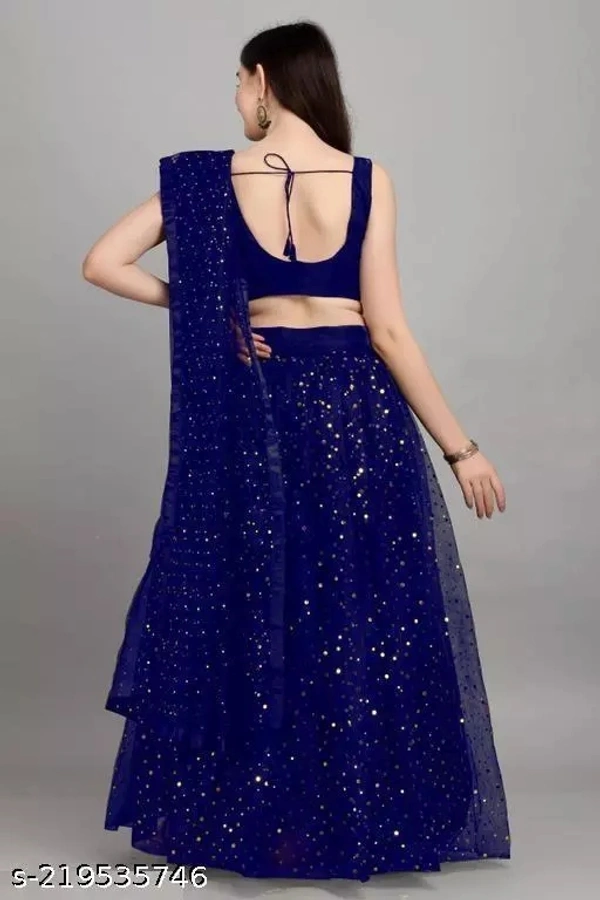 Net Women Lehenga - Navy Blue, Free Size