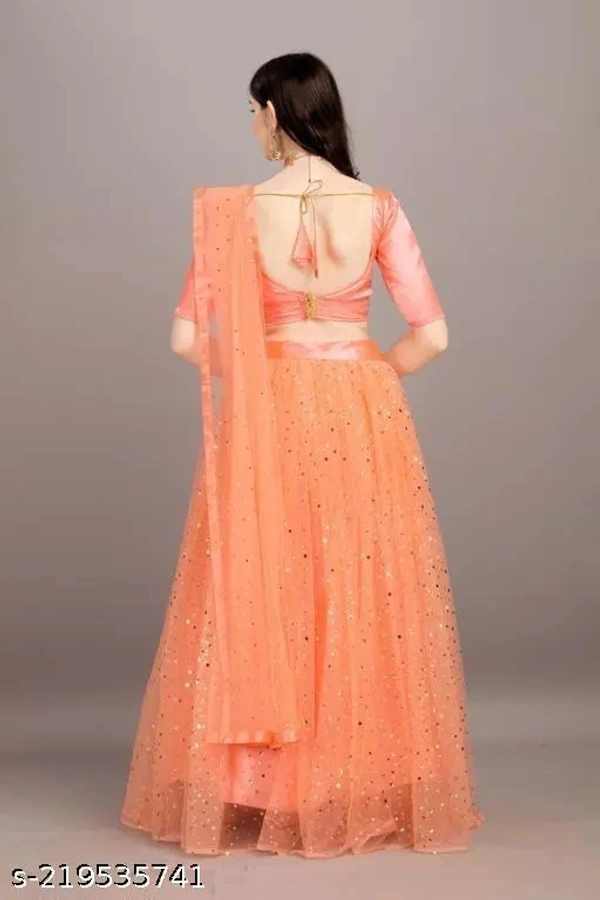 Net Women Lehenga - Coral, Free Size