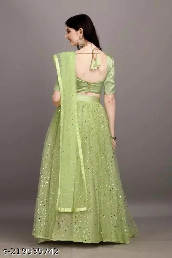 Net Women Lehenga - Pistachio, Free Size