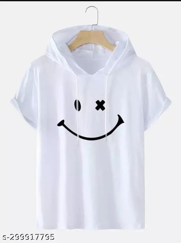 Glitsy Smiley Printed Half - White, S