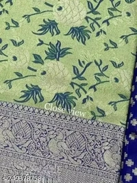 Women's Kanchipuram Kanjivaram Indian Traditional Style Silk Pure Zari Weaving Traditional Lehenga Choli Set Half - Green, Free Size